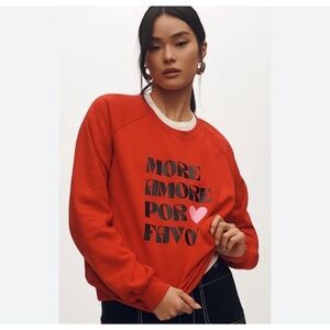 Anthropologie Maeve Daniela Berkout More Amore Por Favor Sweatshirt Red Medium